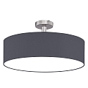 Ceiling luminaire MARA with spacer,  60cm, 3x E27, matt nickel / white fabric cover below / Chintz, slate