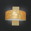 LED wall lamp GEA, semicircular, 2x G9, matt brass / gold leaf shade