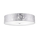 Ceiling luminaire ALEA,  60cm, 3x E27, matt nickel / acrylic cover / shade Dekorfolie, silver leaf