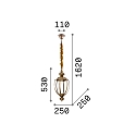 Ideal Lux Pendant luminaire NORMA SP1 BIG, E27, antique brass