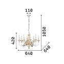 Ideal Lux Lampadario FIRENZE SP8 8-Lampadine E14 IP20, bianco antico 