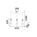 Ideal Lux Luci a sospesione KUKY SP3 3-Lampadine E27 IP20, trasparente 