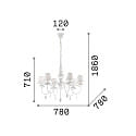 Chandelier BLANCHE SP6, 6 flames, E14, white