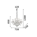 Lustre FLORIAN SP12 12 flammes E14 IP20, transparent 