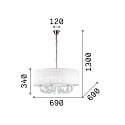 Ideal Lux Luminaire à suspension SWAN SP6 6 flammes E14 IP20, blanche 