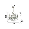 Ideal Lux Lampadario GIOCONDA SP8 8-Lampadine E14 IP20, Argento 