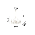 Ideal Lux Chandelier CORTE SP8 , 8 flames, E14, rust