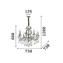 Ideal Lux Chandelier GIOCONDA SP8, 8 flames, E14, gold Ideal Lux Chandelier GIOCONDA SP8, 8 flames, E14, gold