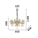 Ideal Lux Chandelier NEGRESCO SP10, 10 flames, E14, transparent Ideal Lux Chandelier NEGRESCO SP10, 10 flames, E14, transparent
