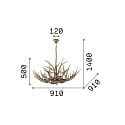 Ideal Lux Chandelier CHALET SP8, 8 flames, E14, beige