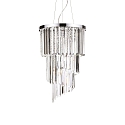 Pendant luminaire CARLTON, 8 flames, E14,  40cm, E14, with chrystal poles + octagon-chains, chrome