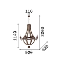 Ideal Lux Lustre MILLENIUM 8 flammes E14 IP20, bois, rouille Ideal Lux Lustre MILLENIUM 8 flammes E14 IP20, bois, rouille