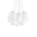 Pendant luminaire MAPA PLUS, 11 flame, Ø 58cm, E14, metal / white etched glass