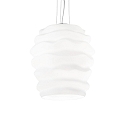 Pendant luminaire KARMA BIG, E27, adjustable height up to 135cm, chrome / white etched glass