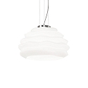 Pendelleuchte KARMA SMALL, E27, höhenverstellbar bis 120cm, Chrom / Ätzglas weiß