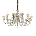 Chandelier STRAUSS, 12 flames, Ø 84.5cm, E14, rose gold / clear glass / amber chrystal glass