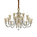 Chandelier STRAUSS, 18 flames, Ø 85cm, E14, rose gold / clear glass / amber chrystal glass