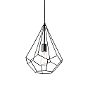 Pendant luminaire AMPOLLA 3, DIAMOND long, shade  30cm / H 42cm, E27, adjustable height, black