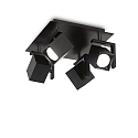 Applique et plafonnier MOUSE SQUARE 4 flammes, pivotant, rotatif GU10 IP20, noir 