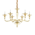 Chandelier DANIELI, 6 flames, Ø 85cm, E14, amber glass / gold