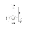 Ideal Lux Lampadario DANIELI 6-Lampadine E14 IP20, Ambra, Oro