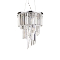 Pendant luminaire CARLTON, 12 flames,  50cm, E14, with octagon chains and chrystal glass rods, chrome