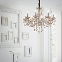 Ideal Lux Chandelier ROSE, 8 flames, E14, amber glass / chrome details Ideal Lux Chandelier ROSE, 8 flames, E14, amber glass / chrome details