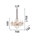 Ideal Lux Chandelier ROSE, 8 flames, E14, amber glass / chrome details Ideal Lux Chandelier ROSE, 8 flames, E14, amber glass / chrome details