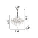 Ideal Lux Lustre NAPOLEON 12 flammes E14 IP20, or