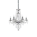 Chandelier AMADEUS, 6 flames, Ø 67cm / H 150cm, E14, chrome / glass and transparent chrystal