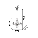 Ideal Lux Chandelier AMADEUS, 6 flames, Ø 67cm / H 150cm, E14, chrome / glass and transparent chrystal Ideal Lux Chandelier AMADEUS, 6 flames, Ø 67cm / H 150cm, E14, chrome / glass and transparent chrystal