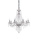 Chandelier AMADEUS, 8 flames, Ø 80cm / H 180cm, E14, chrome / glass and transparent chrystal