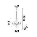 Ideal Lux Chandelier AMADEUS, 8 flames, Ø 80cm / H 180cm, E14, chrome / glass and transparent chrystal Ideal Lux Chandelier AMADEUS, 8 flames, Ø 80cm / H 180cm, E14, chrome / glass and transparent chrystal