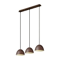 Pendant luminaire FOLK, 3 flames, lenght 72cm, E27, rust look / white
