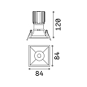 Ideal Lux Recessed LED luminaire GAME SQUARE, IP20, 11W 3000K 850lm 36, white / black reflector