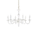 Chandelier JUSTINE, 6 flames, Ø 70cm, E14, metal casting, white