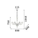 Ideal Lux Pendant luminaire BRIGITTA, 8 flames, Ø 89cm, E14, amber glass