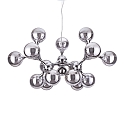 Luminaire à suspension NODI rotatif, 15 flammes E14 IP20, chrome, transparent