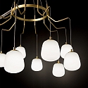 Ideal Lux Luci a sospesione KAROUSEL 10-Lampadine G9 IP20, Ottone spazzolato, Opale bianco