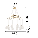 Ideal Lux Luci a sospesione KAROUSEL 10-Lampadine G9 IP20, Ottone spazzolato, Opale bianco