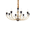Chandelier VANITY, 8 flames, Ø 71cm, E14, gold / chrystal glass / black
