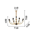 Ideal Lux Chandelier VANITY, 8 flames, Ø 71cm, E14, gold / chrystal glass / black Ideal Lux Chandelier VANITY, 8 flames, Ø 71cm, E14, gold / chrystal glass / black