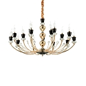 Chandelier VANITY, 15 flames, Ø 88cm, E14, gold / chrystal glass /black