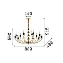 Ideal Lux Chandelier VANITY, 15 flames, Ø 88cm, E14, gold / chrystal glass /black Ideal Lux Chandelier VANITY, 15 flames, Ø 88cm, E14, gold / chrystal glass /black