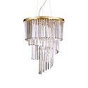 Pendant luminaire CARLTON, 12 flames,  50cm, E14, with octagon chains and chrystal rods, gold