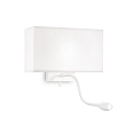 Lampada da parete HOTEL AP1 con interruttore, con braccio flessibile, con paralume E27 IP20, Bianco