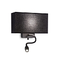 Luminaire mural HOTEL AP1 avec interrupteur, avec bras flexible, avec abat-jour E27 IP20, noir