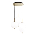 LED pendant luminaire UMILE, 3 flames, 50W 3000K 3160lm, satined gold / white etched glass