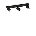 Applique et plafonnier RUDY 3 flammes, pivotant, rotatif GU10 IP20, noir , revêtement en poudre
