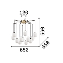 Ideal Lux Luci a sospesione RHAPSODY 12-Lampadine G9 IP20, Ottone spazzolato, Opale bianco, Nero